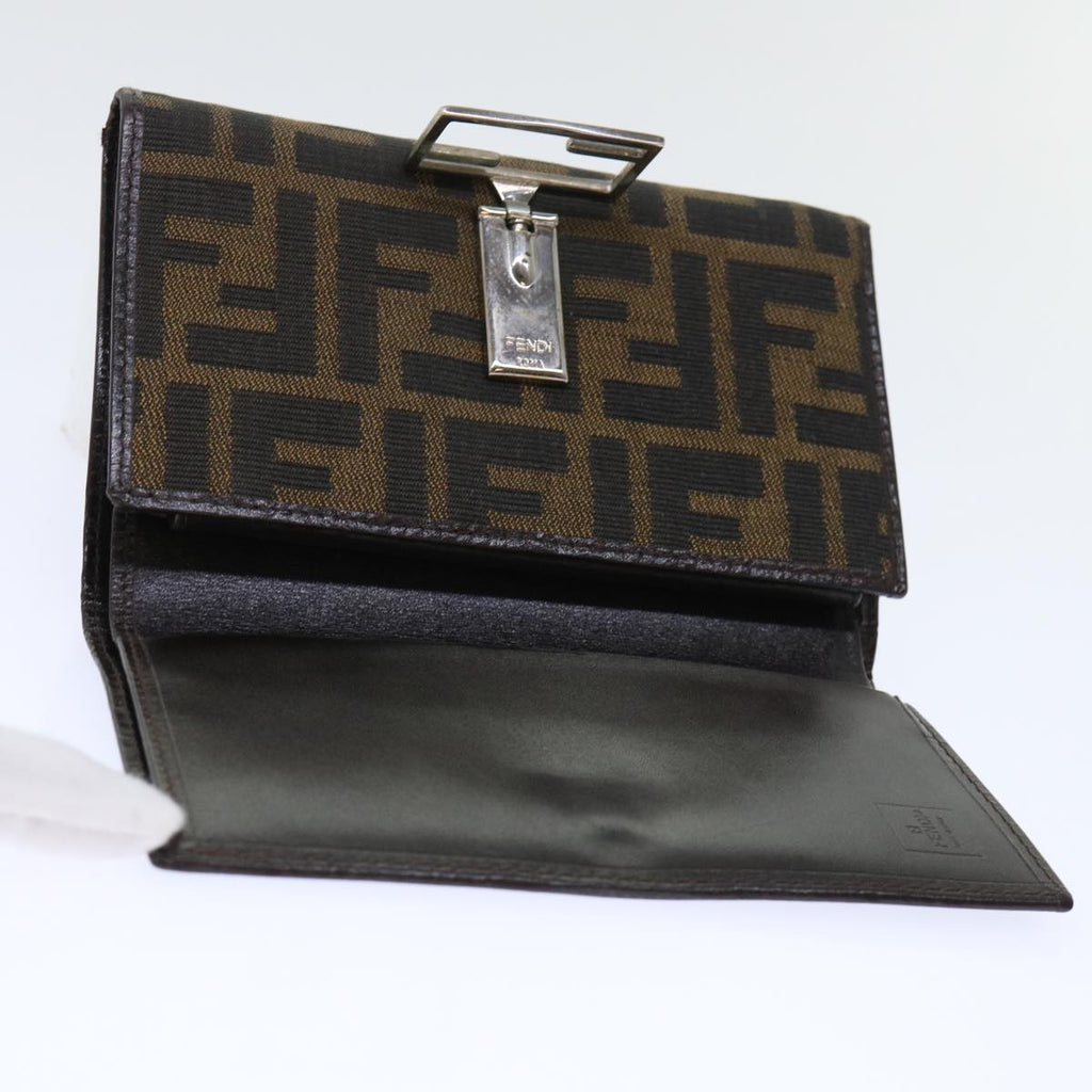 FENDI Zucca Canvas Wallet Black Brown 50751