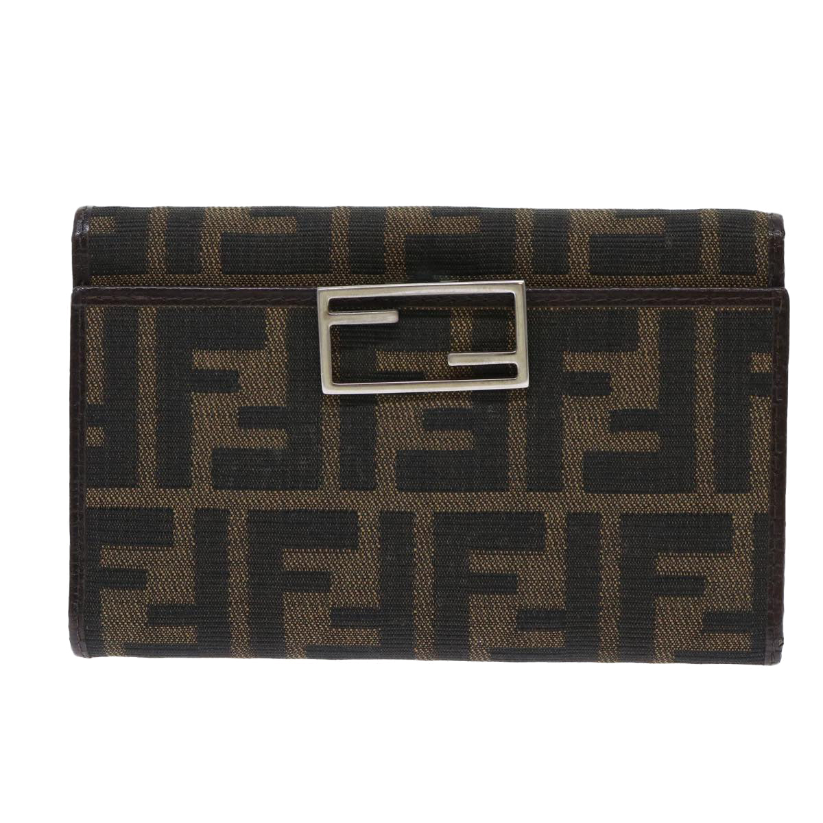 FENDI Zucca Canvas Wallet Black Brown 50751