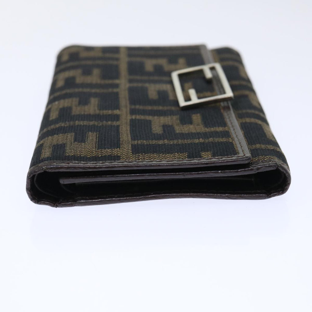 FENDI Zucca Canvas Wallet Black Brown 50751
