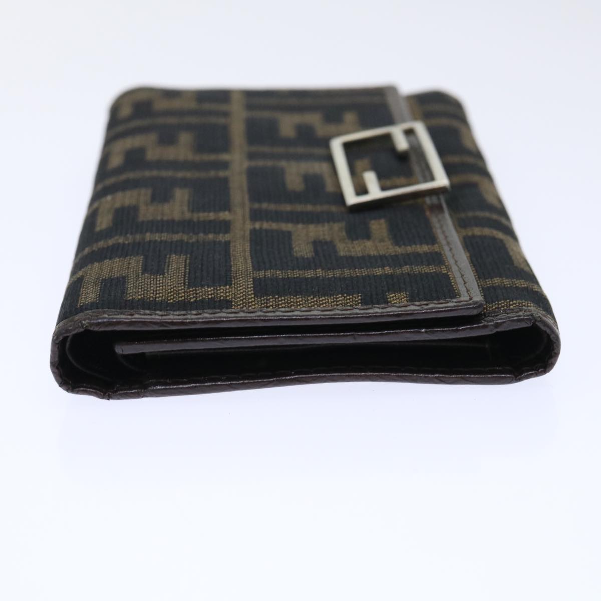 FENDI Zucca Canvas Wallet Black Brown 50751