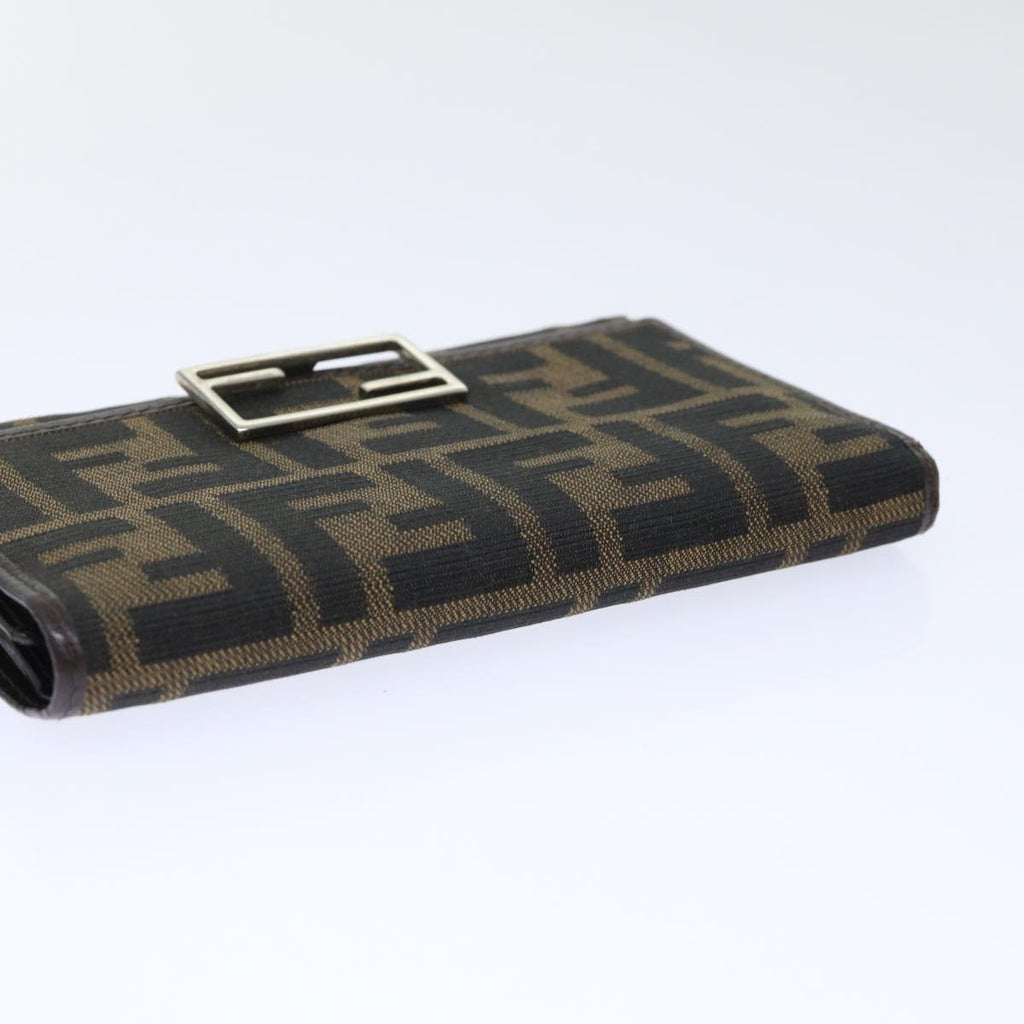 FENDI Zucca Canvas Wallet Black Brown 50751