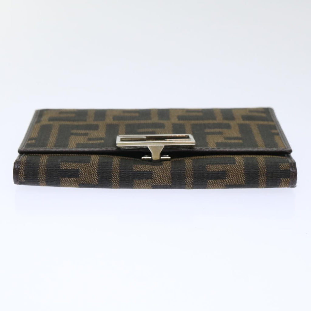 FENDI Zucca Canvas Wallet Black Brown 50751