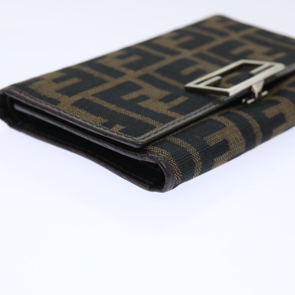FENDI Zucca Canvas Wallet Black Brown 50751