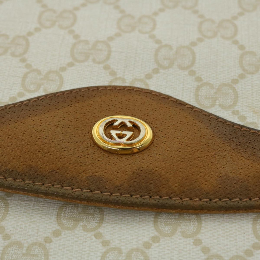 GUCCI GG Canvas Clutch Bag PVC Leather White 156.02.075 50774