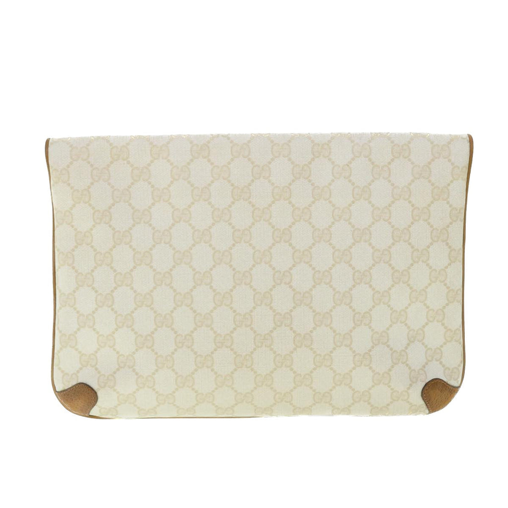 GUCCI GG Canvas Clutch Bag PVC Leather White 156.02.075 50774