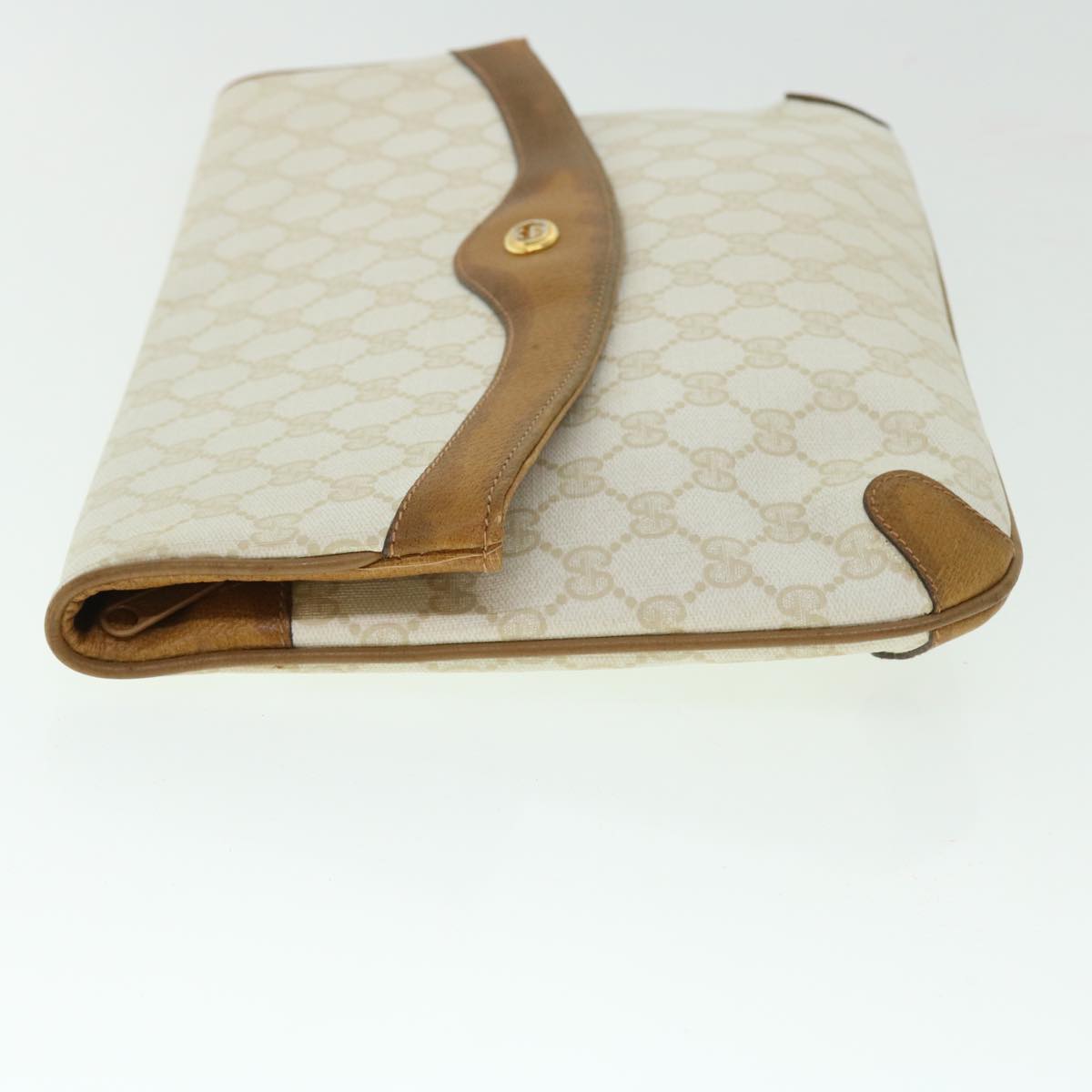 GUCCI GG Canvas Clutch Bag PVC Leather White 156.02.075 50774