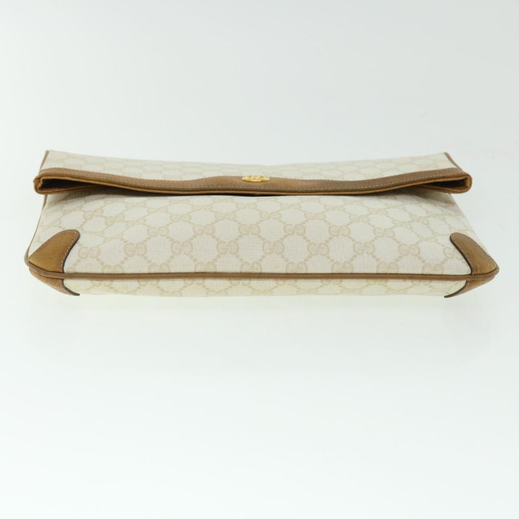 GUCCI GG Canvas Clutch Bag PVC Leather White 156.02.075 50774