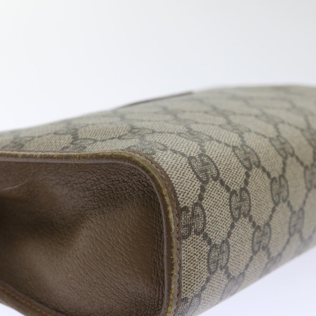 GUCCI GG Canvas Web Sherry Line Clutch Bag PVC Leather Beige Red 50794