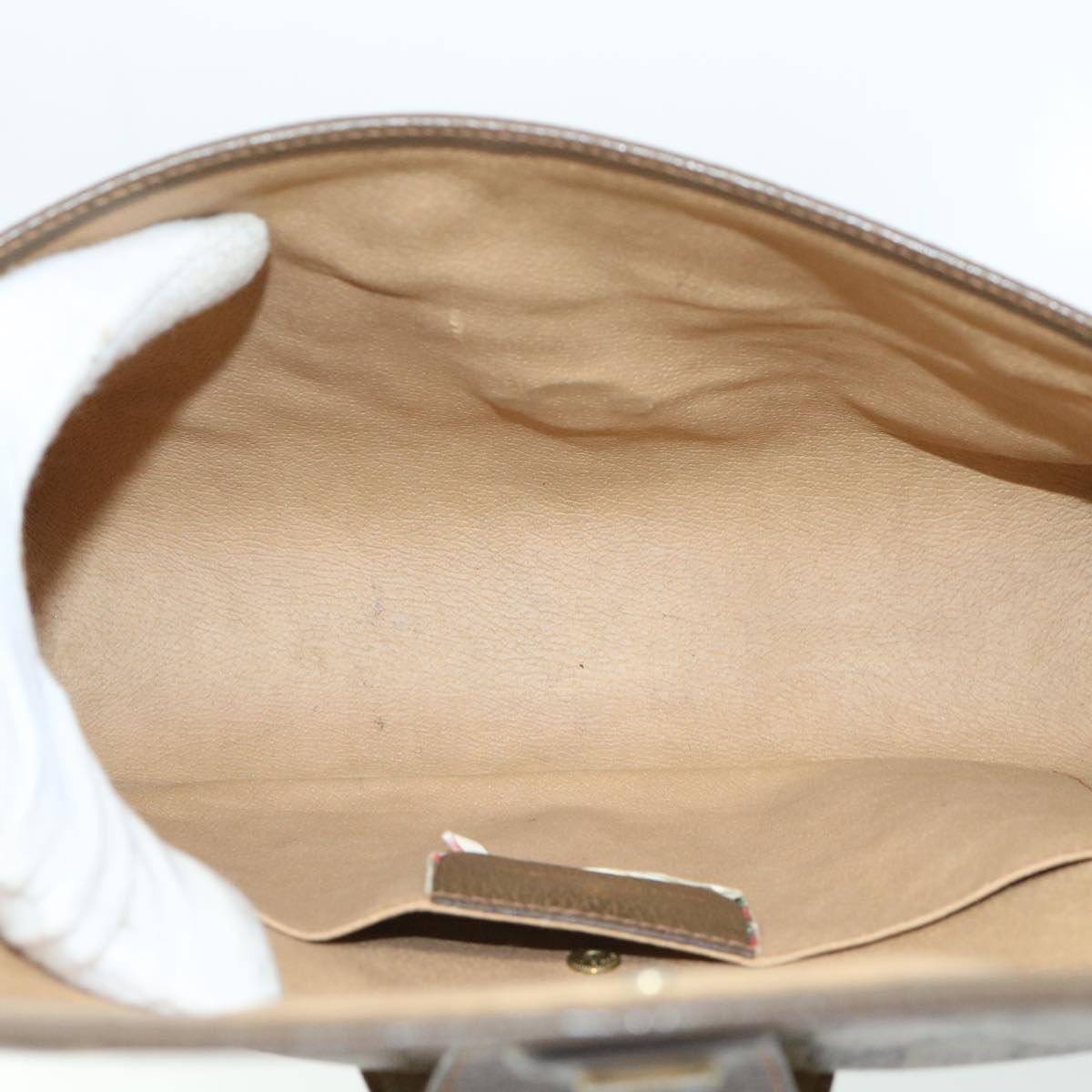 GUCCI GG Canvas Web Sherry Line Clutch Bag PVC Leather Beige Red 50794