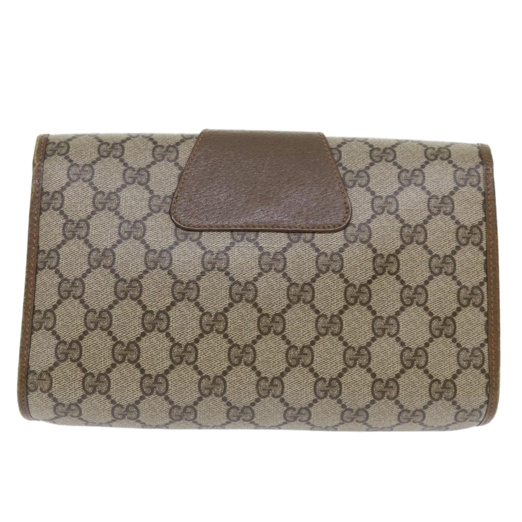 GUCCI GG Canvas Web Sherry Line Clutch Bag PVC Leather Beige Red 50794