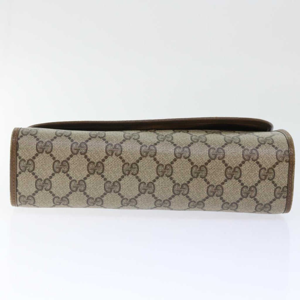 GUCCI GG Canvas Web Sherry Line Clutch Bag PVC Leather Beige Red 50794