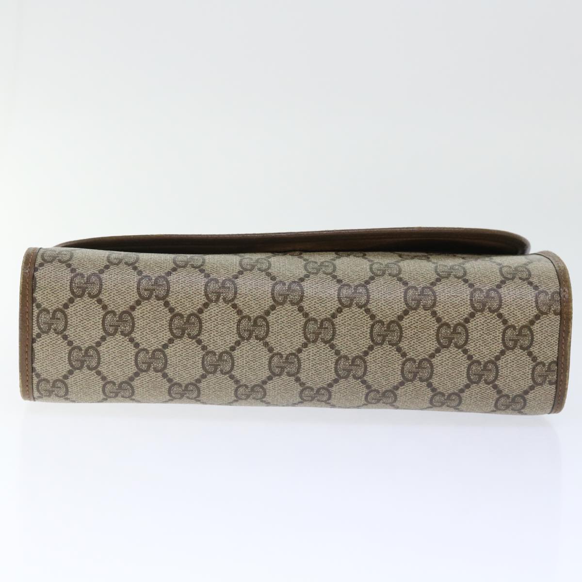 GUCCI GG Canvas Web Sherry Line Clutch Bag PVC Leather Beige Red 50794