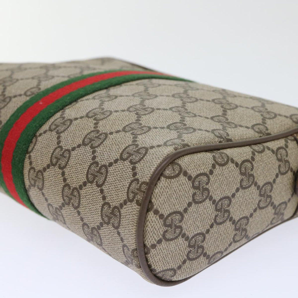 GUCCI GG Canvas Web Sherry Line Clutch Bag PVC Leather Beige Red 50795
