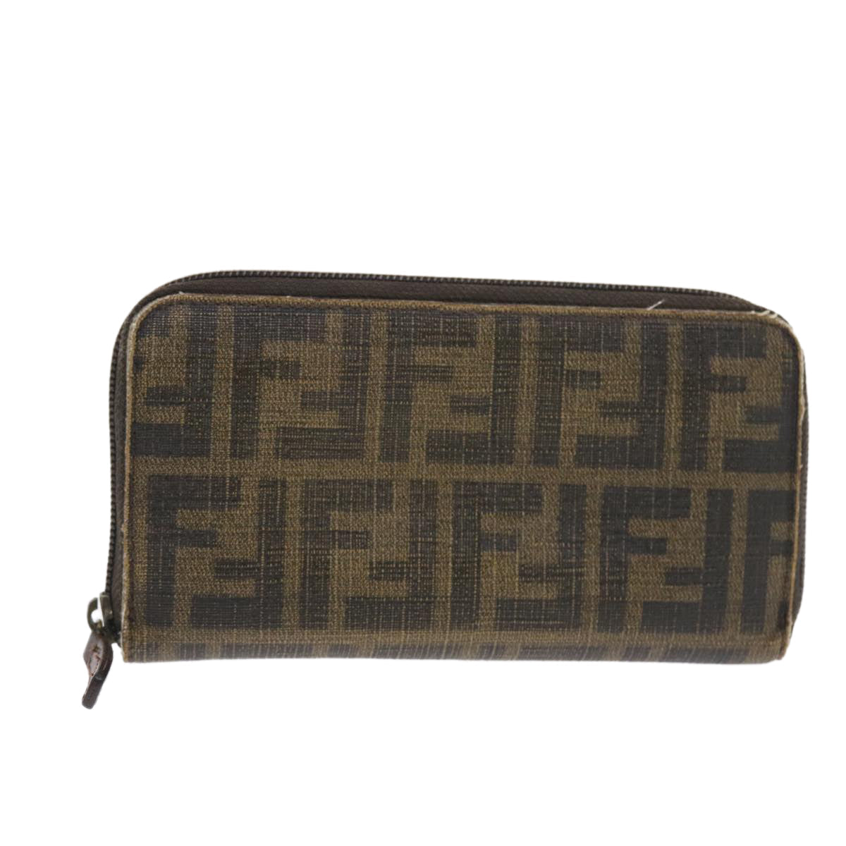FENDI Zucca Canvas Long Wallet Black Brown 50814