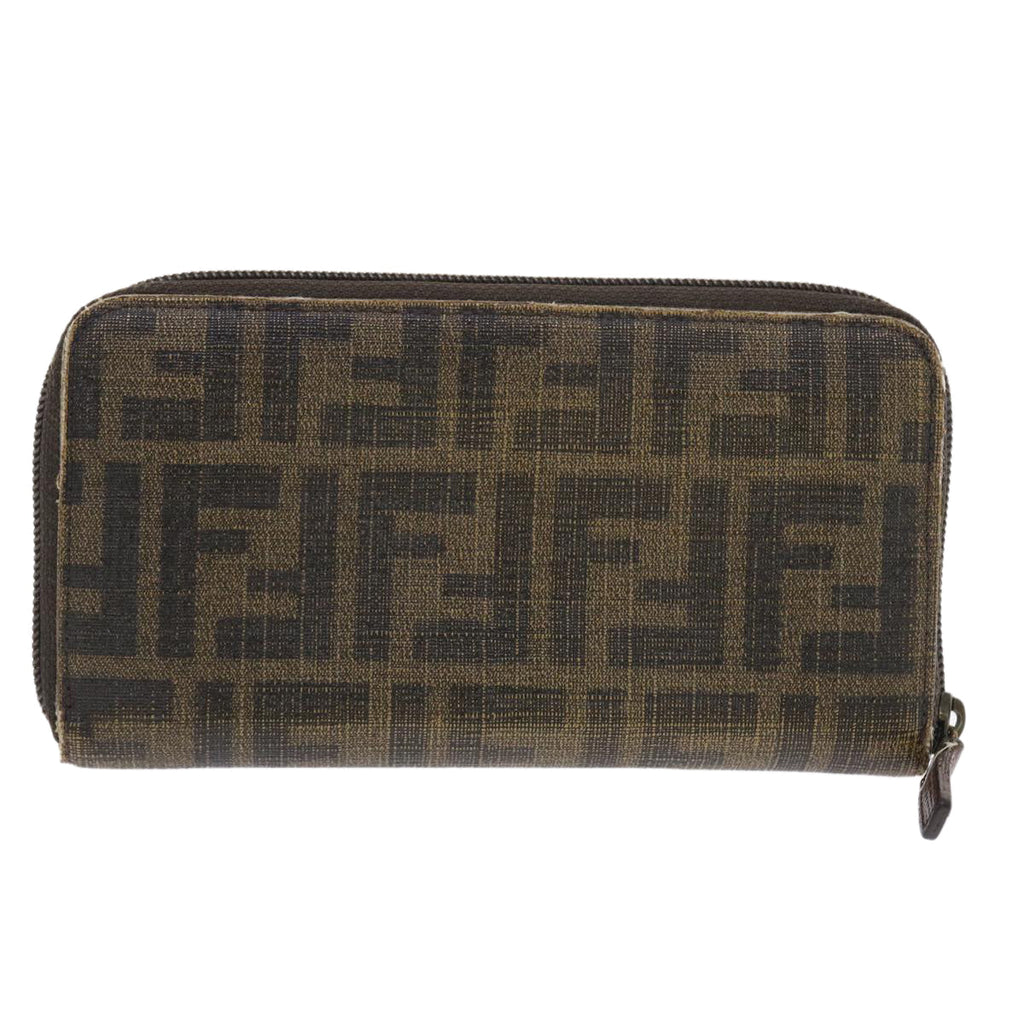FENDI Zucca Canvas Long Wallet Black Brown 50814