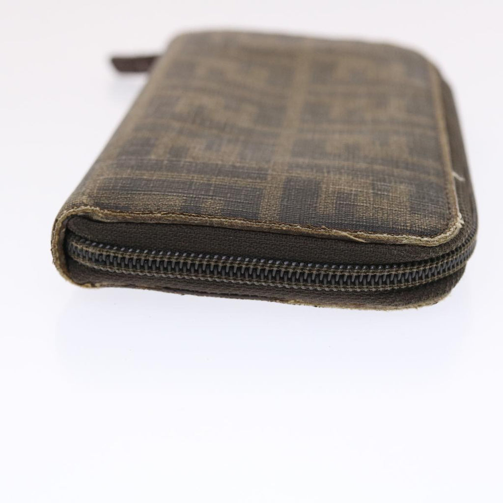 FENDI Zucca Canvas Long Wallet Black Brown 50814