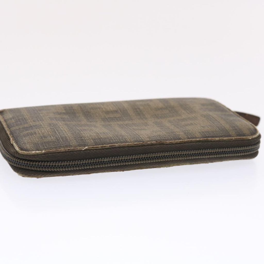 FENDI Zucca Canvas Long Wallet Black Brown 50814