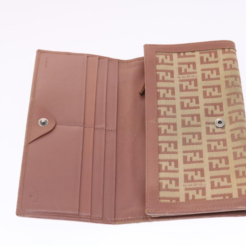 FENDI Zucchino Canvas Long Wallet Pink 50821