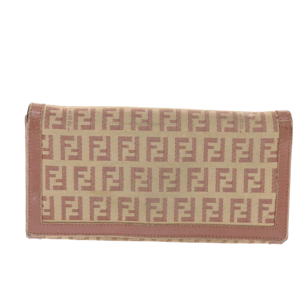 FENDI Zucchino Canvas Long Wallet Pink 50821
