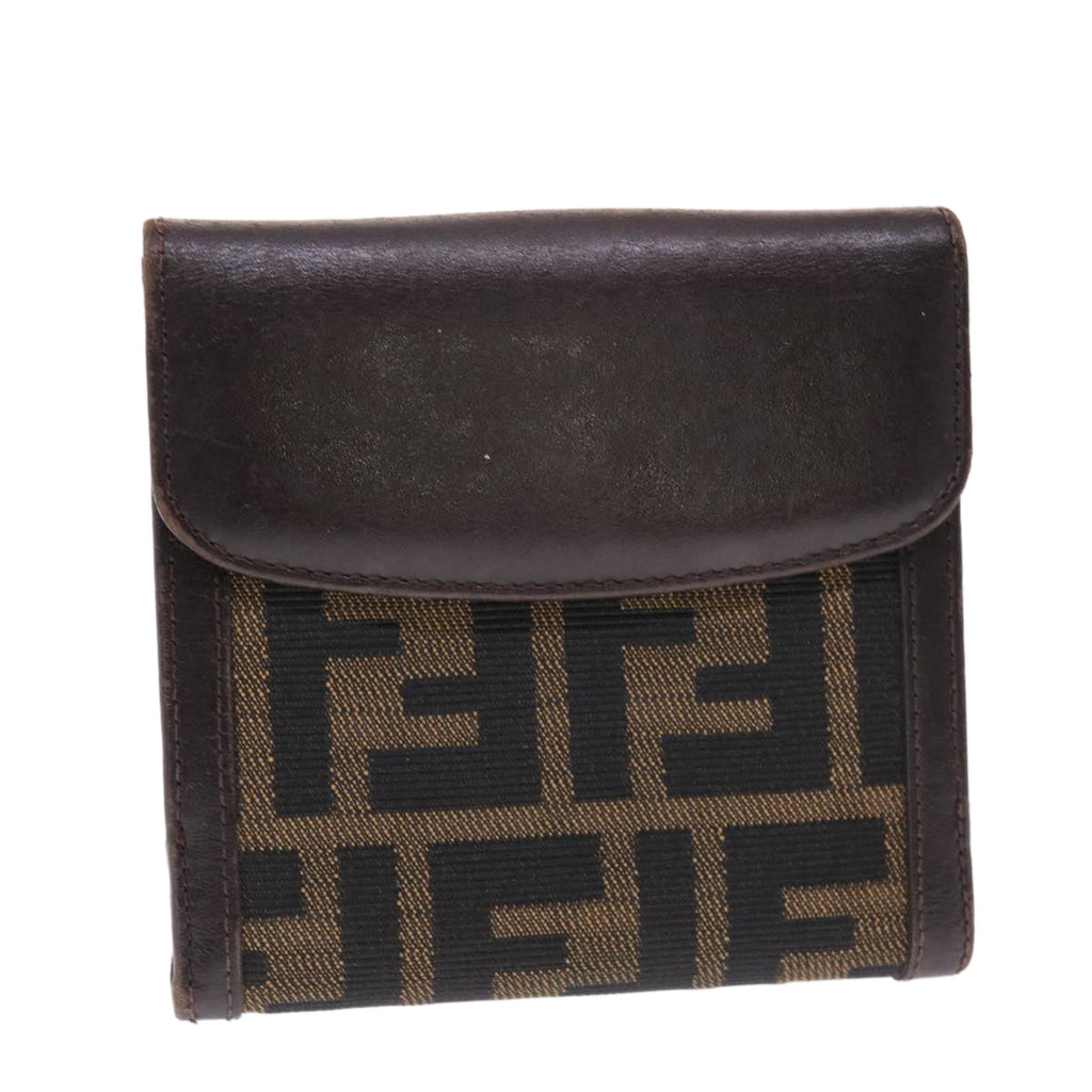 FENDI Zucca Canvas Wallet Black Brown 50832