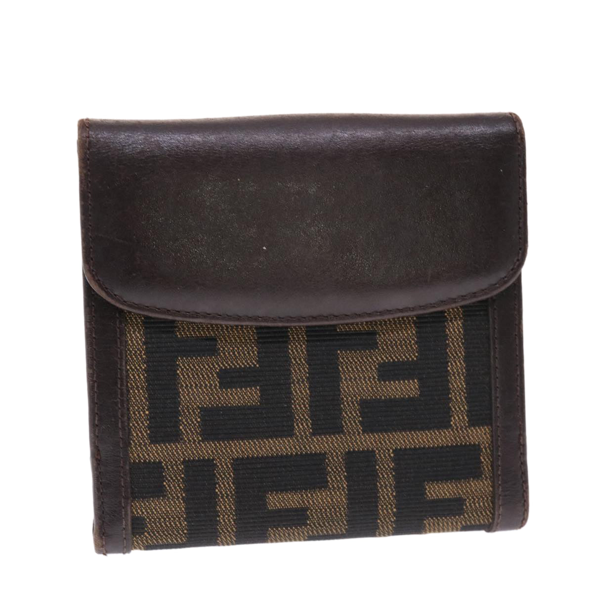 FENDI Zucca Canvas Wallet Black Brown 50832