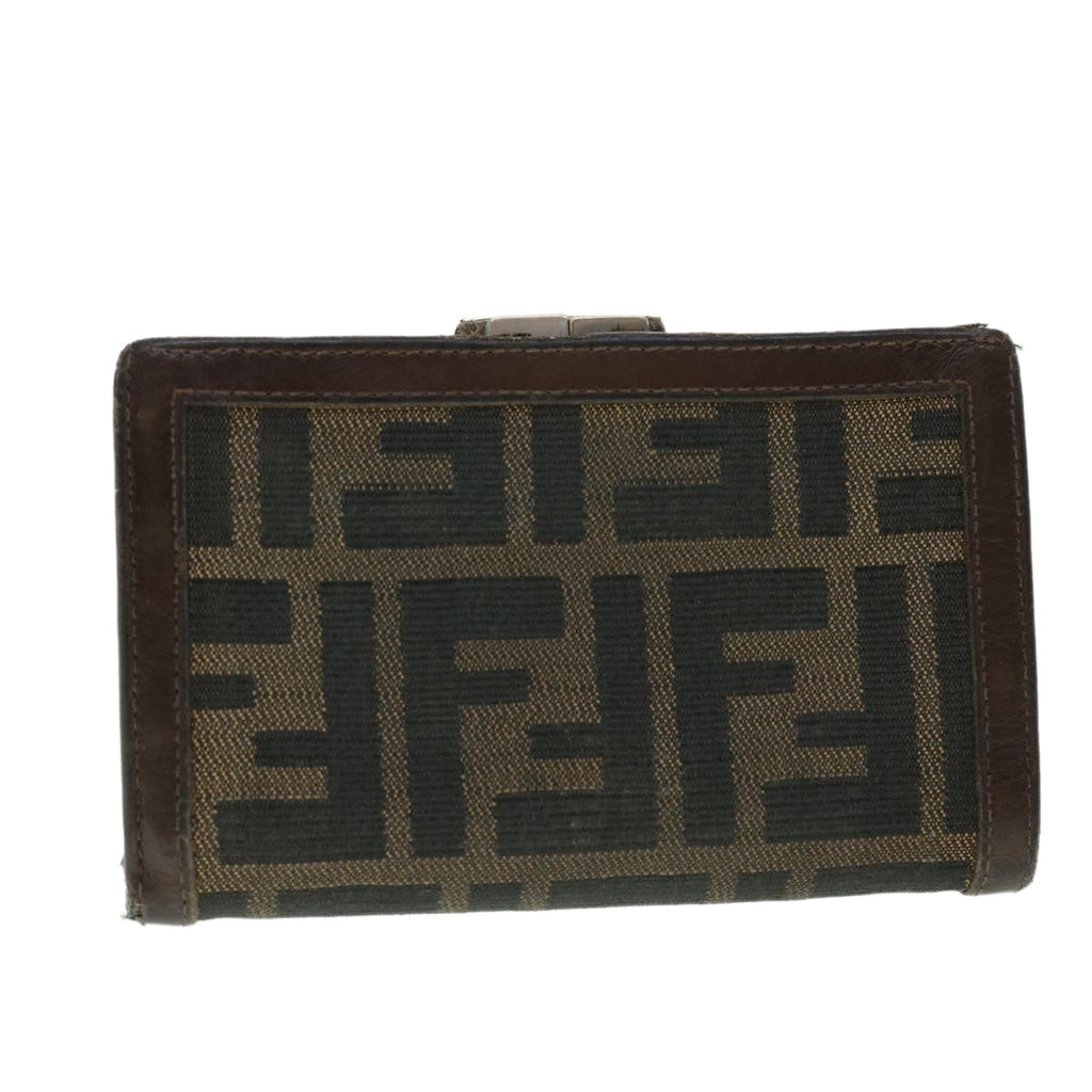 FENDI Zucca Canvas Wallet Black Brown 50849