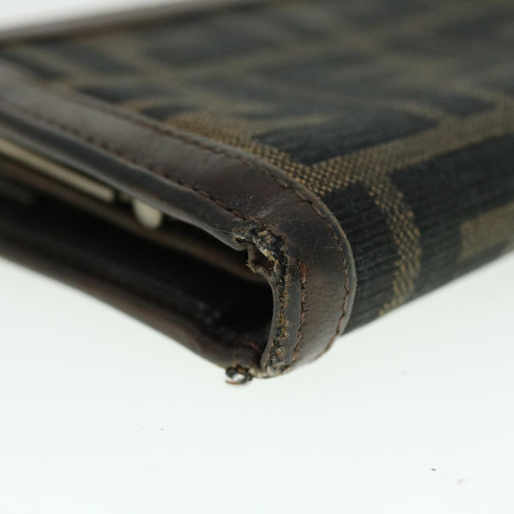 FENDI Zucca Canvas Wallet Black Brown 50849