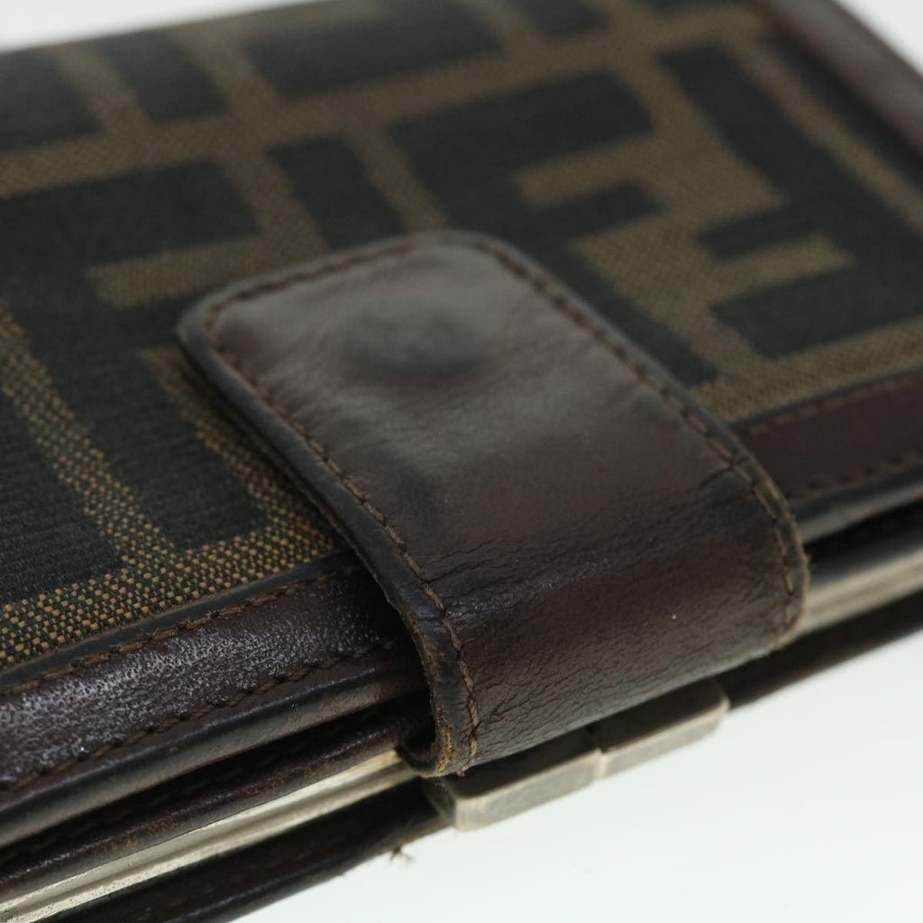 FENDI Zucca Canvas Wallet Black Brown 50849