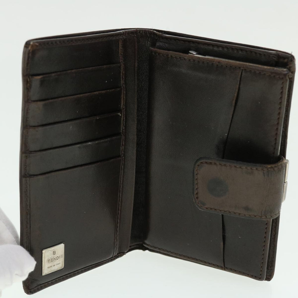 FENDI Zucca Canvas Wallet Black Brown 50849