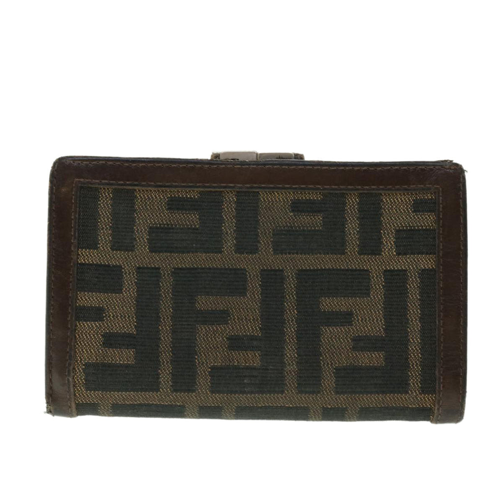 FENDI Zucca Canvas Wallet Black Brown 50849
