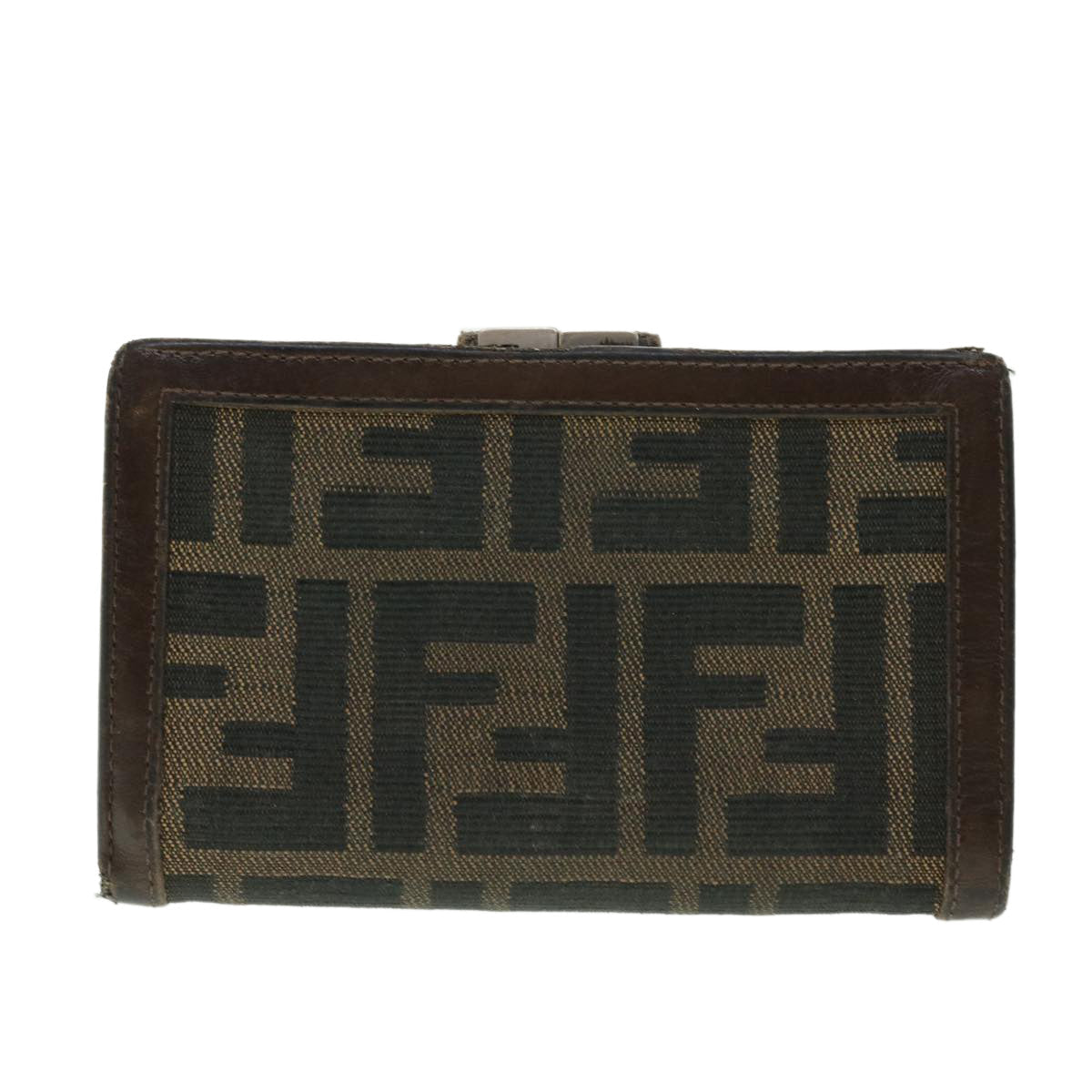 FENDI Zucca Canvas Wallet Black Brown 50849