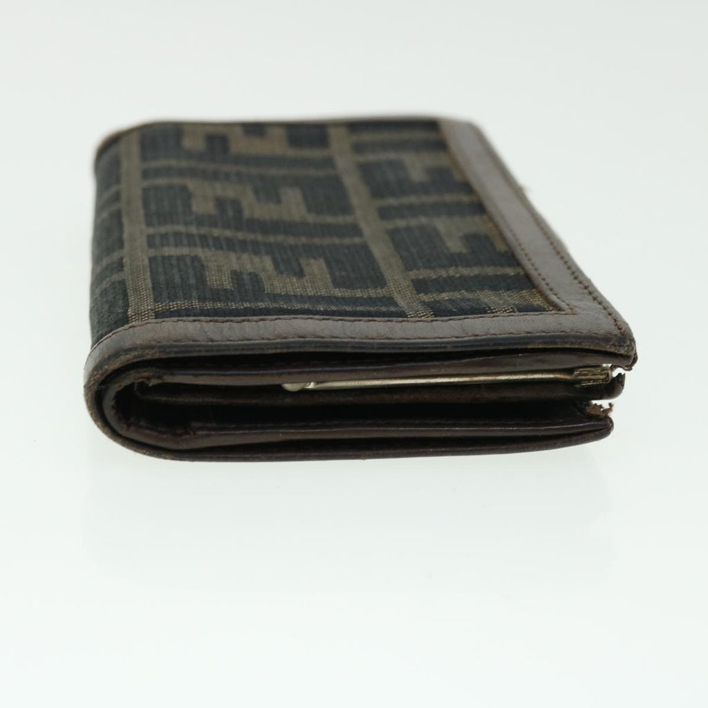 FENDI Zucca Canvas Wallet Black Brown 50849