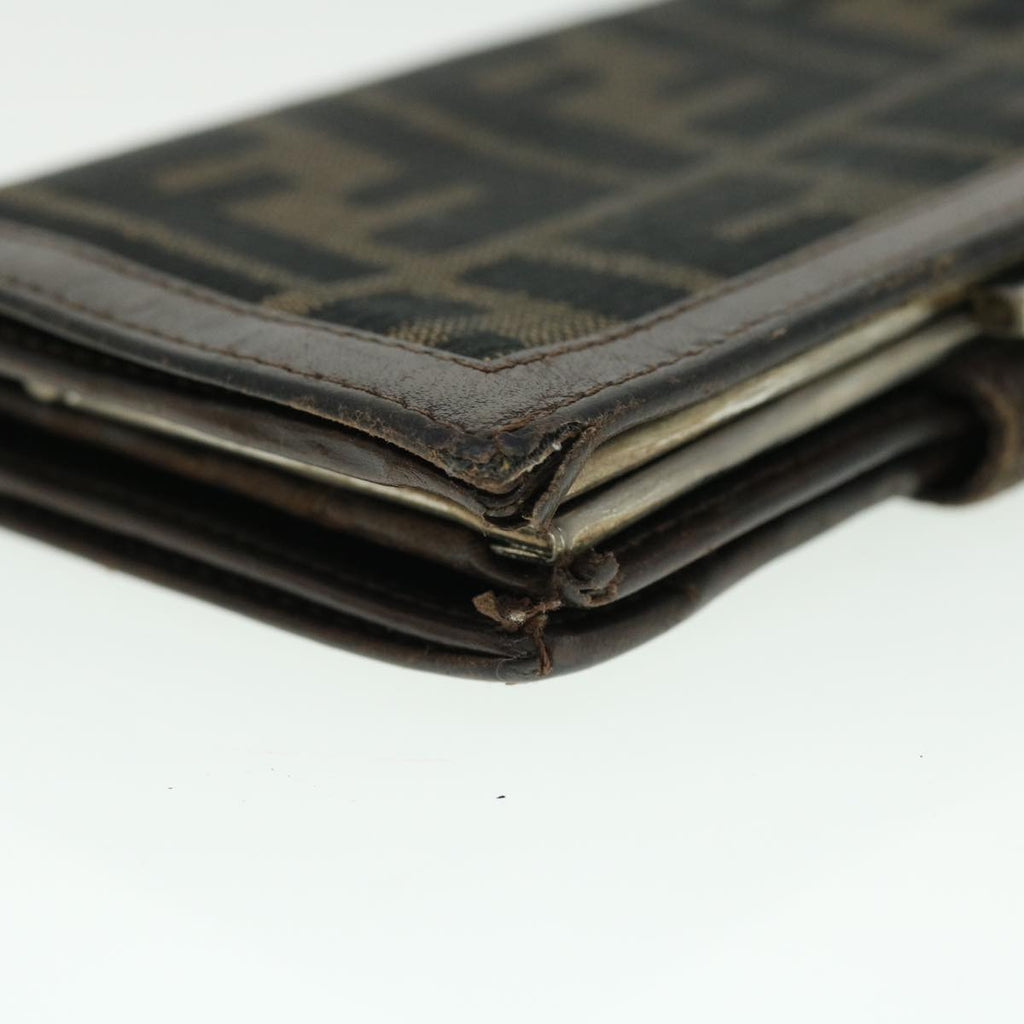 FENDI Zucca Canvas Wallet Black Brown 50849