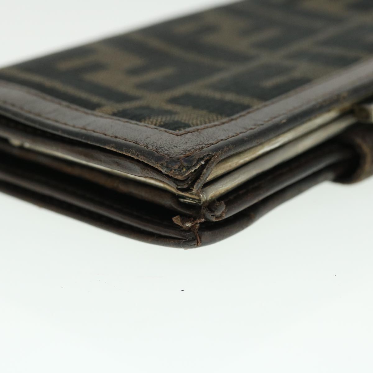 FENDI Zucca Canvas Wallet Black Brown 50849