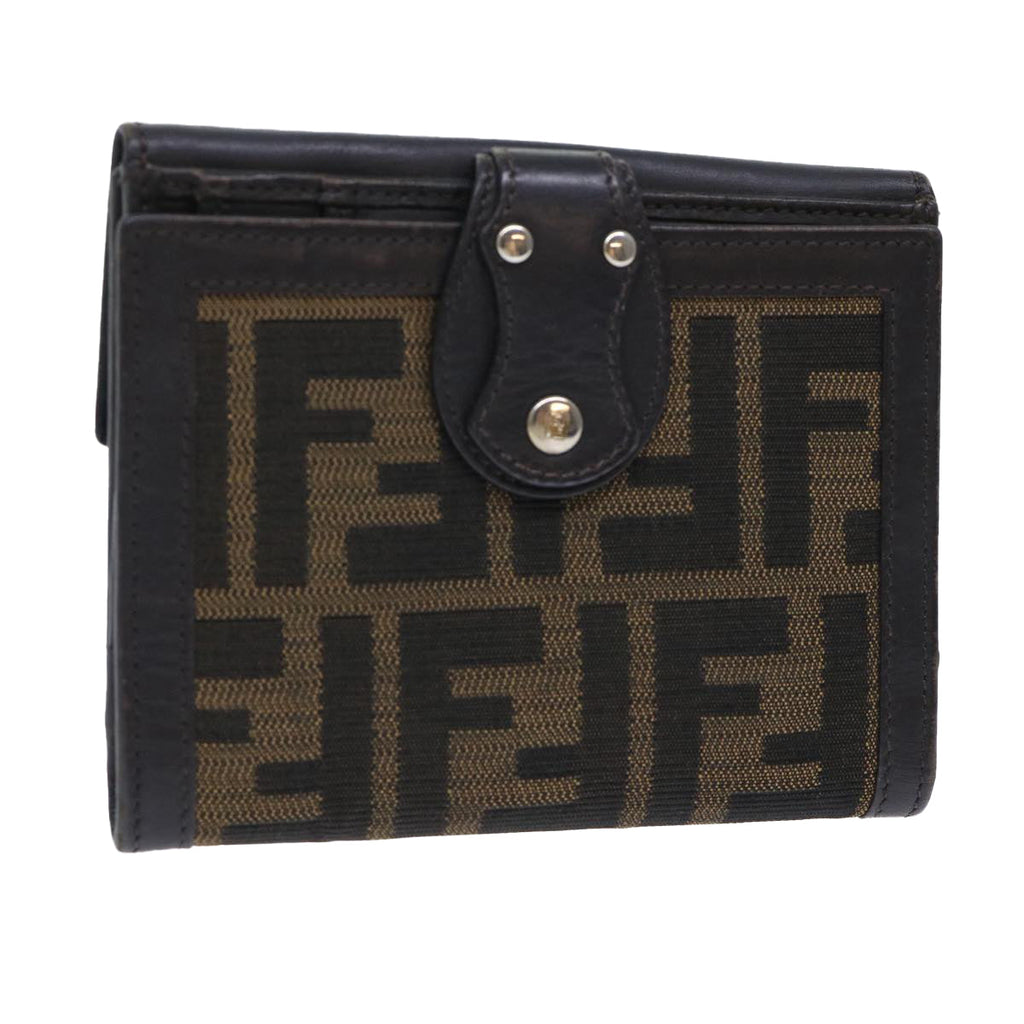 FENDI Zucca Canvas Wallet Black Brown 50855