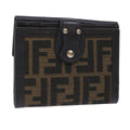 FENDI Zucca Canvas Wallet Black Brown 50855
