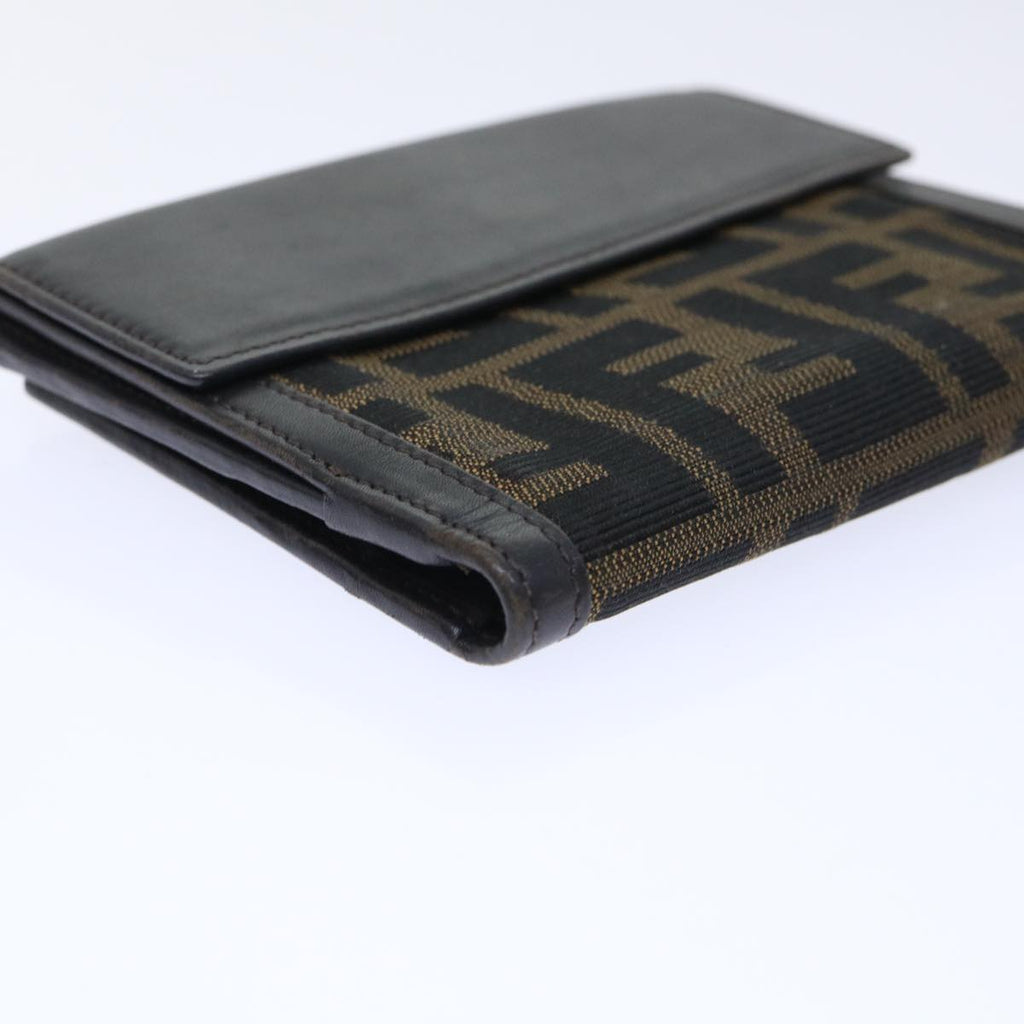 FENDI Zucca Canvas Wallet Black Brown 50855