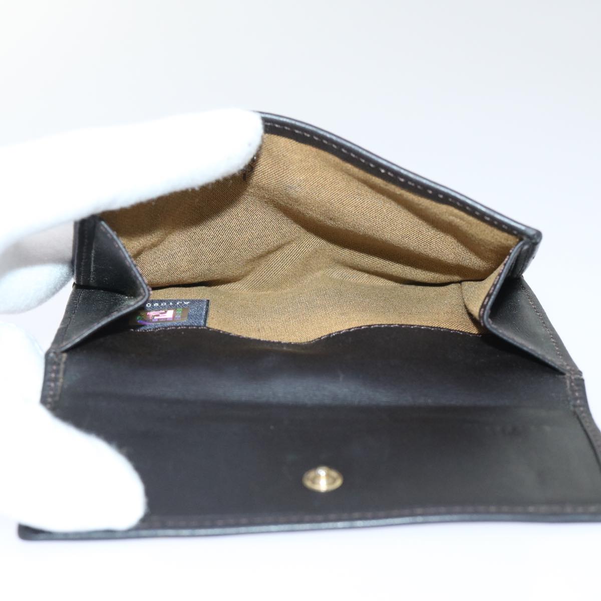FENDI Zucca Canvas Wallet Black Brown 50855