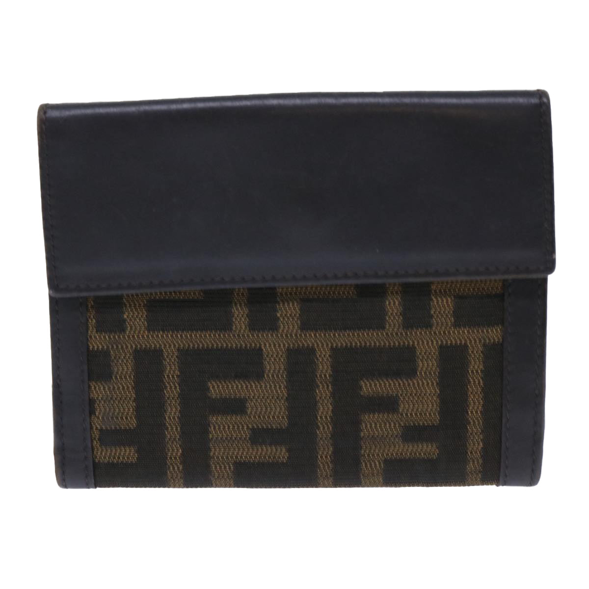 FENDI Zucca Canvas Wallet Black Brown 50855