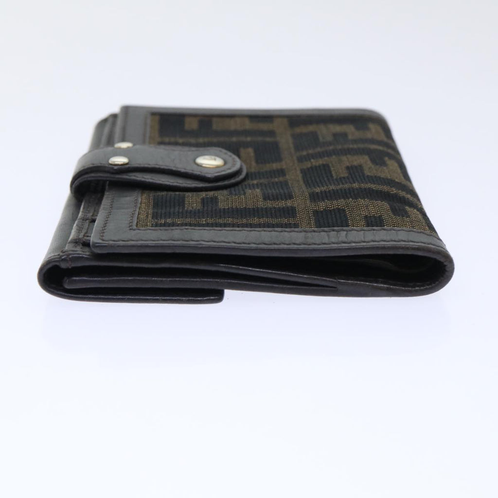 FENDI Zucca Canvas Wallet Black Brown 50855