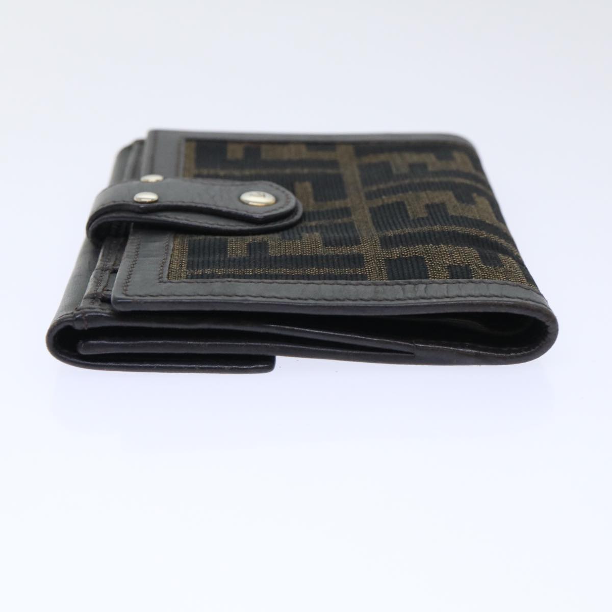 FENDI Zucca Canvas Wallet Black Brown 50855