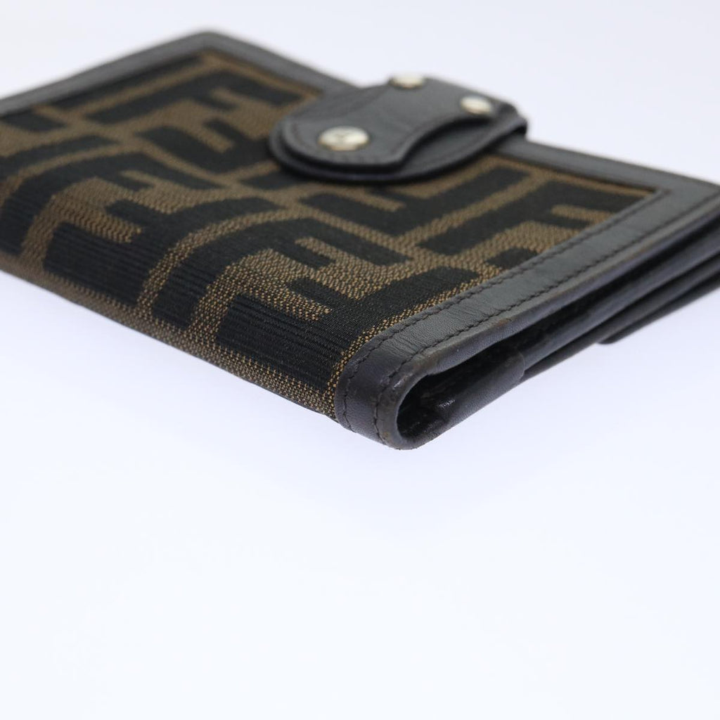 FENDI Zucca Canvas Wallet Black Brown 50855
