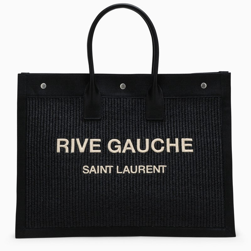 Saint Laurent Rive Gauche Black Canvas Tote Bag Men