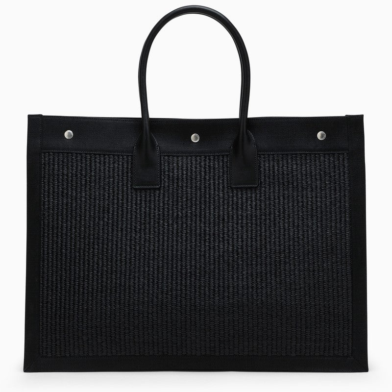 Saint Laurent Rive Gauche Black Canvas Tote Bag Men