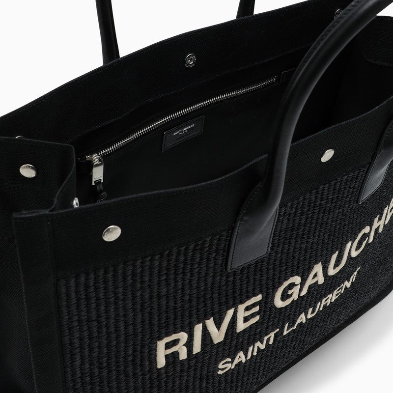 Saint Laurent Rive Gauche Black Canvas Tote Bag Men
