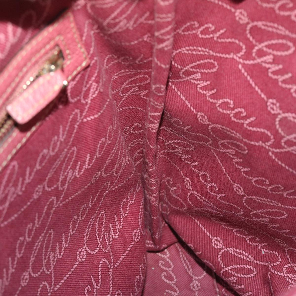 GUCCI GG Canvas Tote Bag Leather Beige Pink 153361 302982 50981
