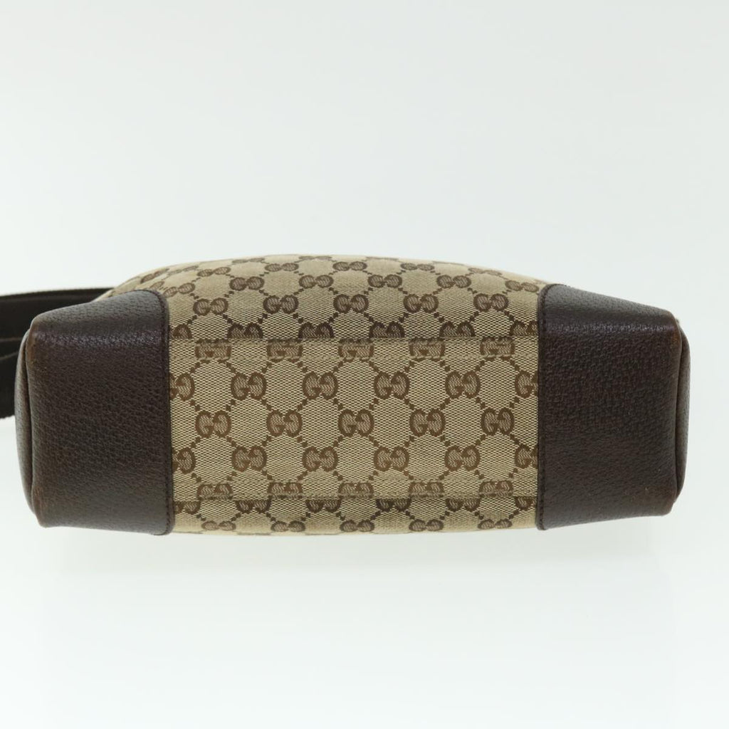 GUCCI GG Canvas Shoulder Bag Leather Beige 114273 203998 50985