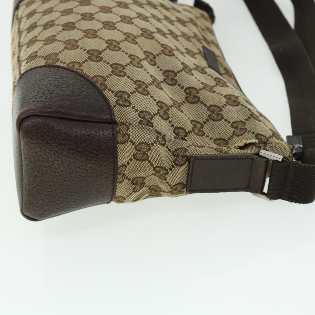 GUCCI GG Canvas Shoulder Bag Leather Beige 114273 203998 50985