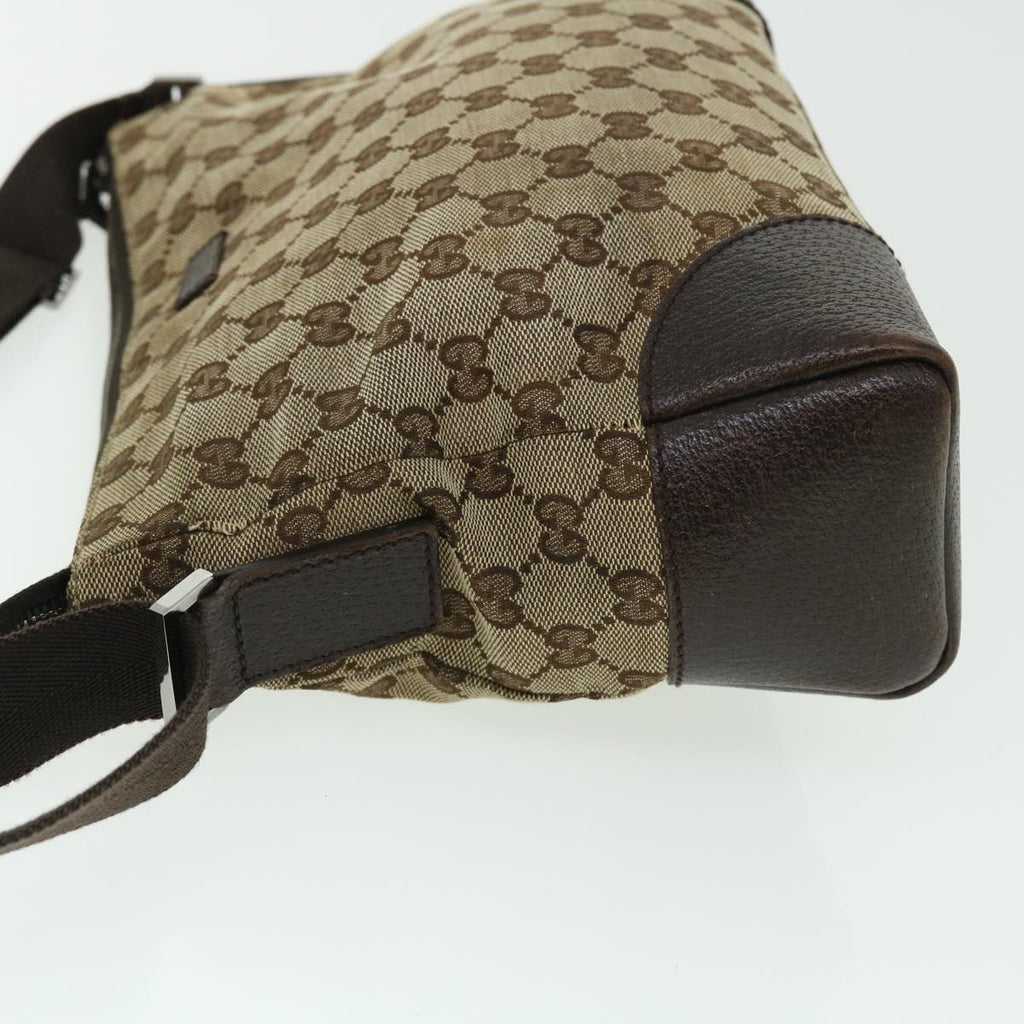 GUCCI GG Canvas Shoulder Bag Leather Beige 114273 203998 50985