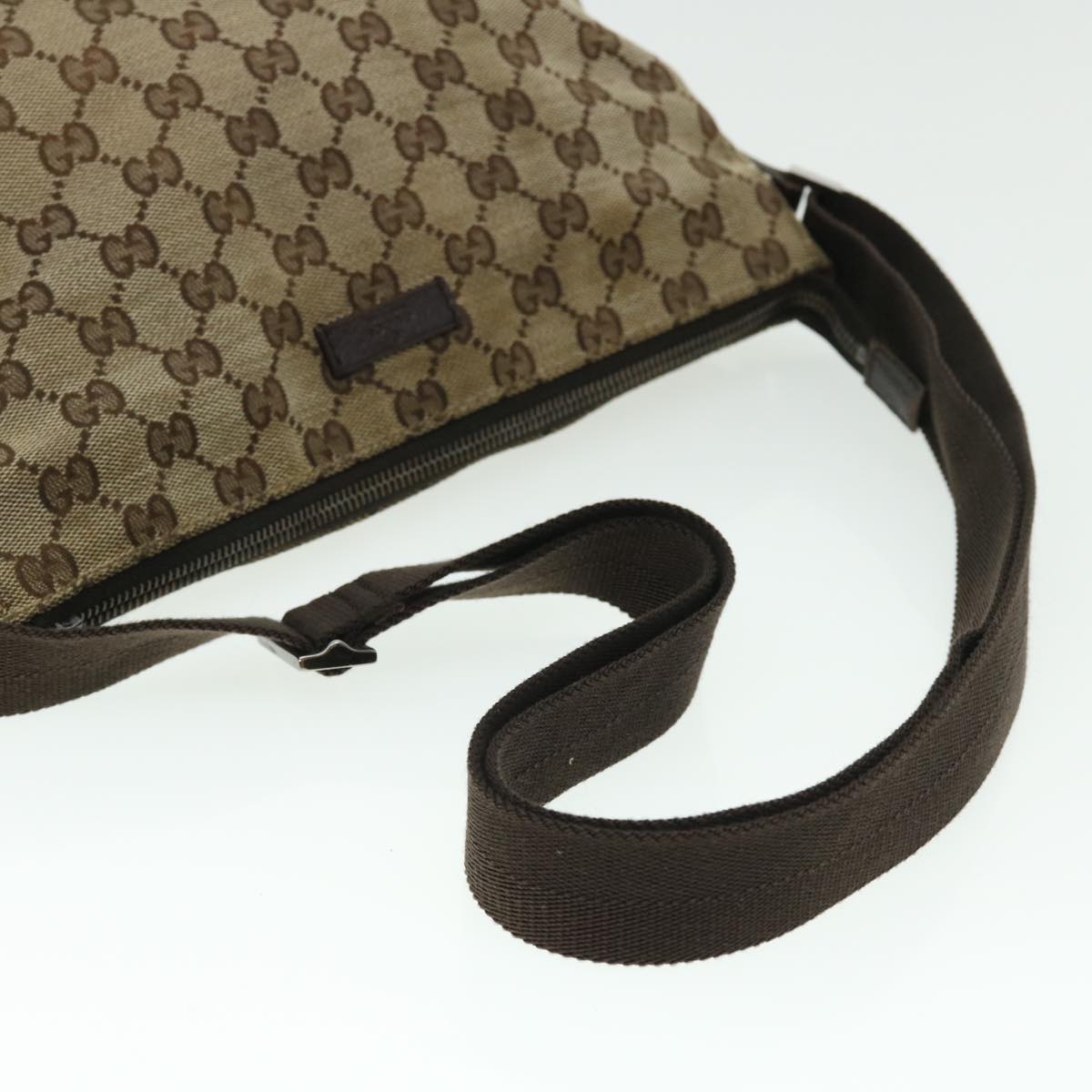 GUCCI GG Canvas Shoulder Bag Leather Beige 114273 203998 50985